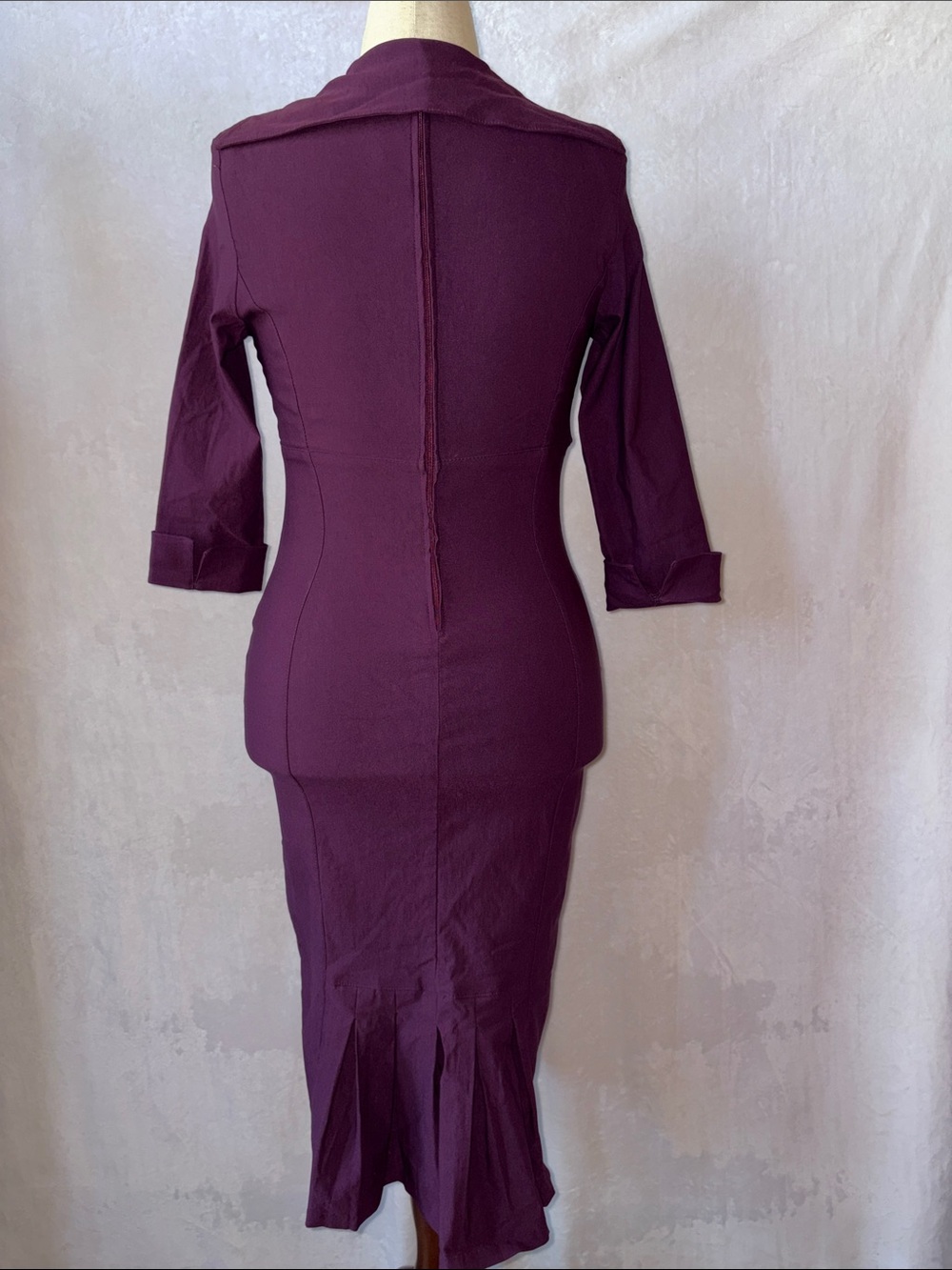 Pinup Couture Lorelei Eggplant/Royal Purple Fitted Midi Dress Size Large - Picture 4 of 12